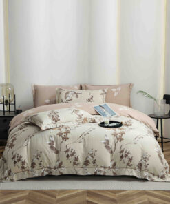 Lenjerie De Lux, Bumbac Finet, 6 Piese, Flori,Elastic,Maro/Crem, JOJO Home
