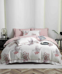 Lenjerie De Lux, Bumbac Finet, 6 Piese,Elastic,Floricele, Roz/Alb, JOJO Home