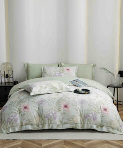 Lenjerie De Lux, Bumbac Finet, 6 Piese,Elastic,Floricele, Verde, JOJO Home