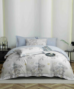Lenjerie De Lux, Bumbac Finet, 6 Piese,Elastic,Floricele,Bleu,JOJO Home