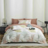 Lenjerie De Lux, Bumbac Finet, 6 Piese,Elastic,Frunze, Maro/Alb,JOJO Home