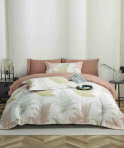 Lenjerie De Lux, Bumbac Finet, 6 Piese,Elastic,Frunze, Maro/Alb,JOJO Home