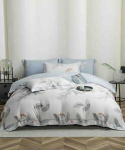 Lenjerie De Lux, Bumbac Finet, 6 Piese,Elastic,Flori Gri, Bleu/Alb, JOJO Home