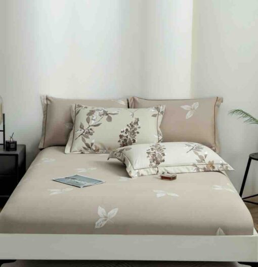 Lenjerie De Lux, Bumbac Finet, 6 Piese, Flori,Elastic,Maro/Crem, JOJO Home - imagine 2