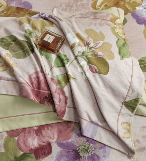 Lenjerie De Lux, Bumbac Finet, 6 Piese,Elastic,Flori, Verde, JOJO Home, - imagine 5