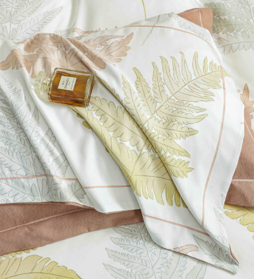 Lenjerie De Lux, Bumbac Finet, 6 Piese,Elastic,Frunze, Maro/Alb,JOJO Home - imagine 4