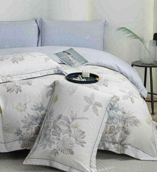 Lenjerie De Lux, Bumbac Finet, 6 Piese,Elastic,Floricele,Bleu,JOJO Home - imagine 3