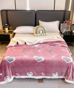 Patura Cocolino cu Blanita, 200×230 cm,Inimioare Gri/Albe,JOJO Home