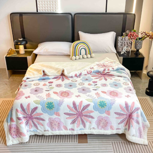 Patura Cocolino cu Blanita, 200×230 cm,Floricele,JOJO Home