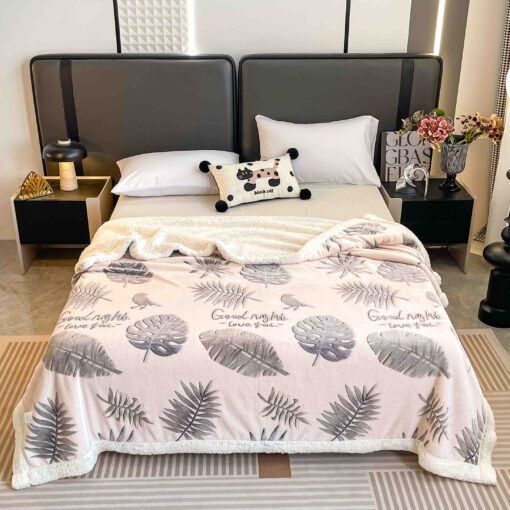 Patura Cocolino cu Blanita, 200×230 cm,Frunze,JOJO Home